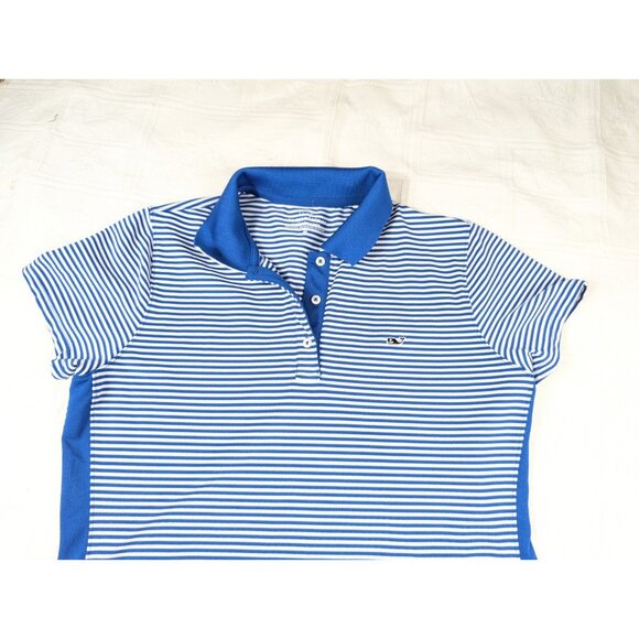 Vineyard Vines Performance Dress Women's Medium white blue stripe shirt style - Picture 14 of 16